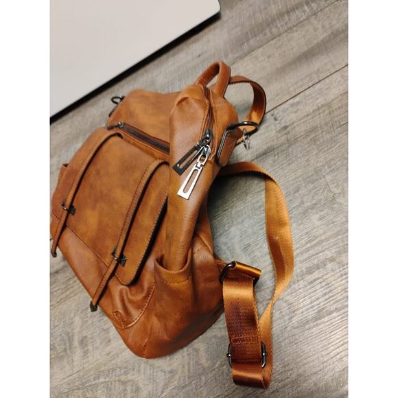 Travel Backpack Purse for Women Vegan Leather Ladies Fashion Brown Mixed main image 8